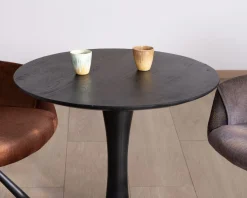 Meuble House Table ronde esprit bistrot en manguier noir et pied tulipe