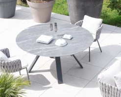 Meuble House Table ronde noire en céramique et aluminium