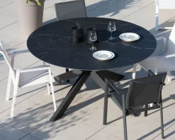 Meuble House Table ronde noire en céramique et aluminium