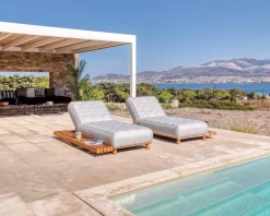 Meuble House Tablette d'agrément en teck pour bain de soleil 
