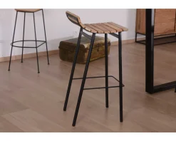 Meuble House Tabouret de bar design métal et bois massif "Caractère" New