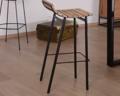 Meuble House Tabouret de bar design métal et bois massif 