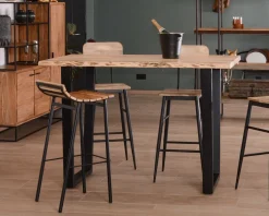Meuble House Tabouret de bar design métal et bois massif 