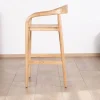 Meuble House Tabouret de bar en acacia design épuré avec dosseret "Vogue" Discount