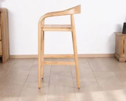 Meuble House Tabouret de bar en acacia design épuré avec dosseret "Vogue" Discount