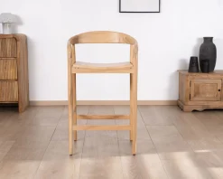 Meuble House Tabouret de bar en acacia design épuré avec dosseret