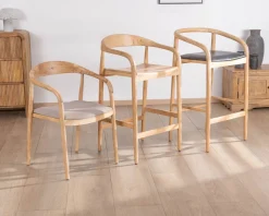 Meuble House Tabouret de bar en acacia design épuré avec dosseret