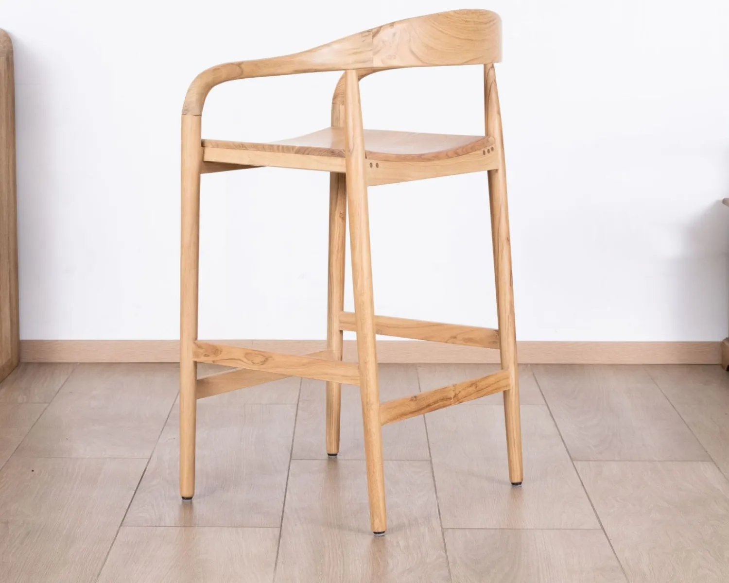 Meuble House Tabouret de bar en acacia design épuré avec dosseret "Vogue" Discount