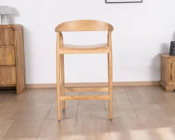 Meuble House Tabouret de bar en acacia design épuré avec dosseret