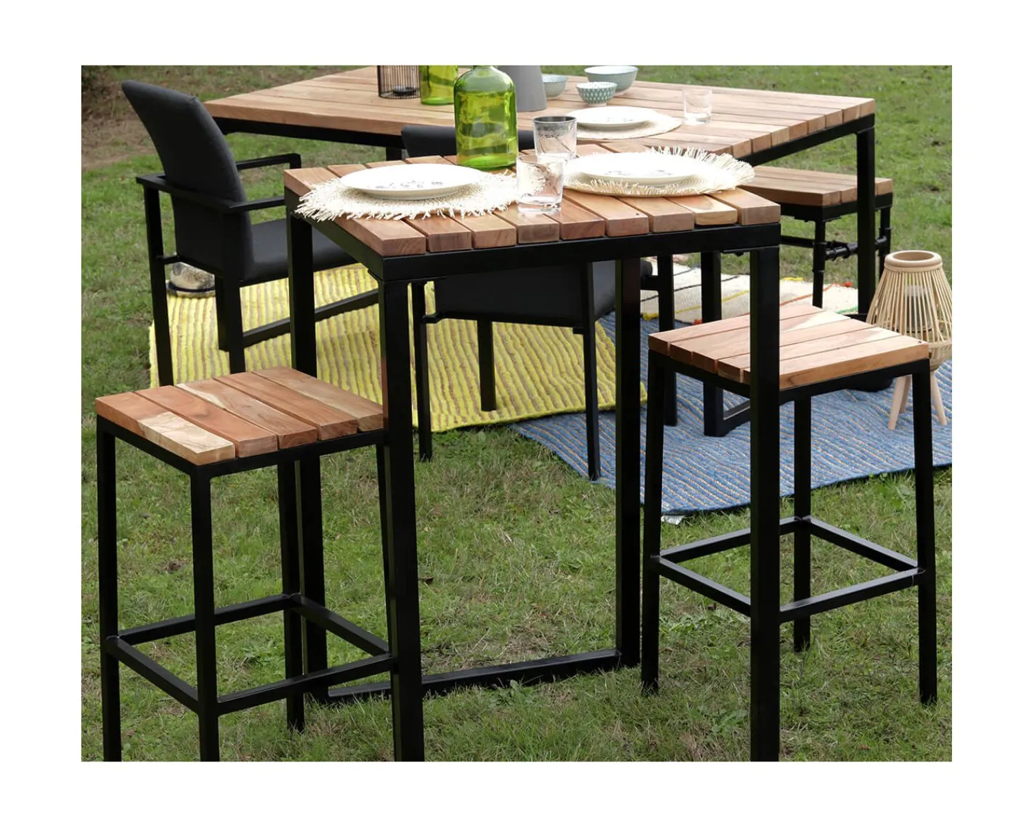 Meuble House Tabouret de bar en métal et bois exotique "Garden" Hot