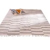 Meuble House Tapis rectangulaire blanc avec franges et rayures bleues "Ethnic" 120x180 cm Discount