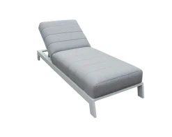 Meuble House Transat matelassé en aluminium blanc et tissu gris qualité supérieure "Terrasse" Hot