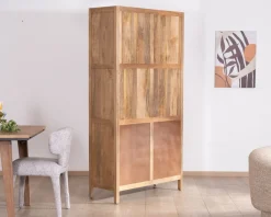 Meuble House Vaisselier en manguier naturel et portes vitrées "Maestro" 100 cm Online