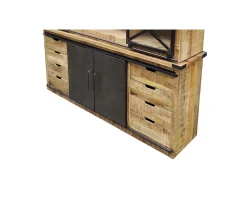 Meuble House Vaisselier industriel métal et bois portes coulissantes 2m 