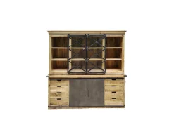 Meuble House Vaisselier industriel métal et bois portes coulissantes 2m 