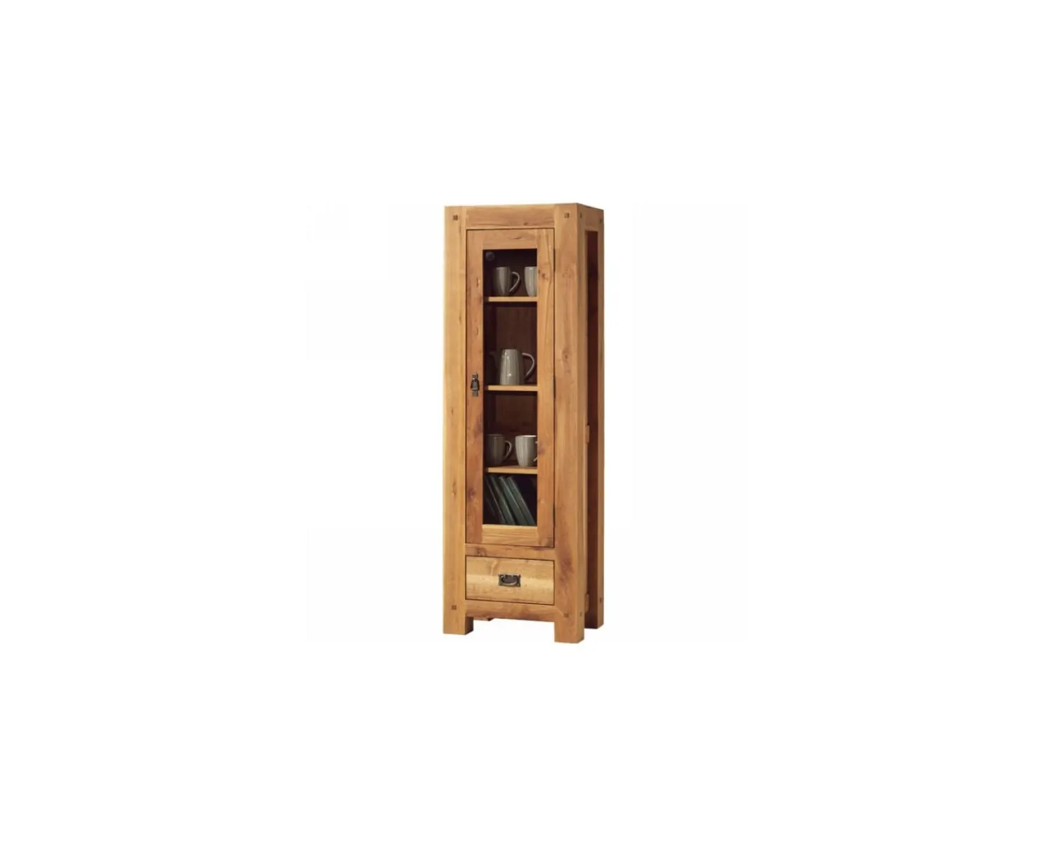 Meuble House Vitrine en chêne massif huilé 1 porte 1 tiroir "Lodge Casita" 180 cm Best
