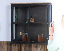 Meuble House Vitrine 2 portes en métal anthracite et verre "Black Cook" Clearance