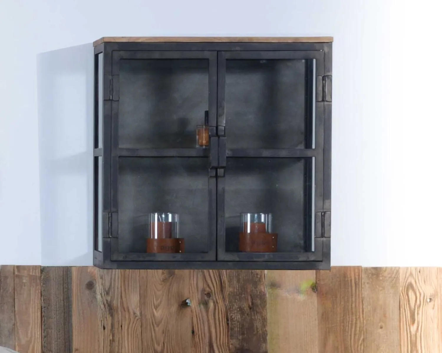 Meuble House Vitrine 2 portes en métal anthracite et verre "Black Cook" Clearance